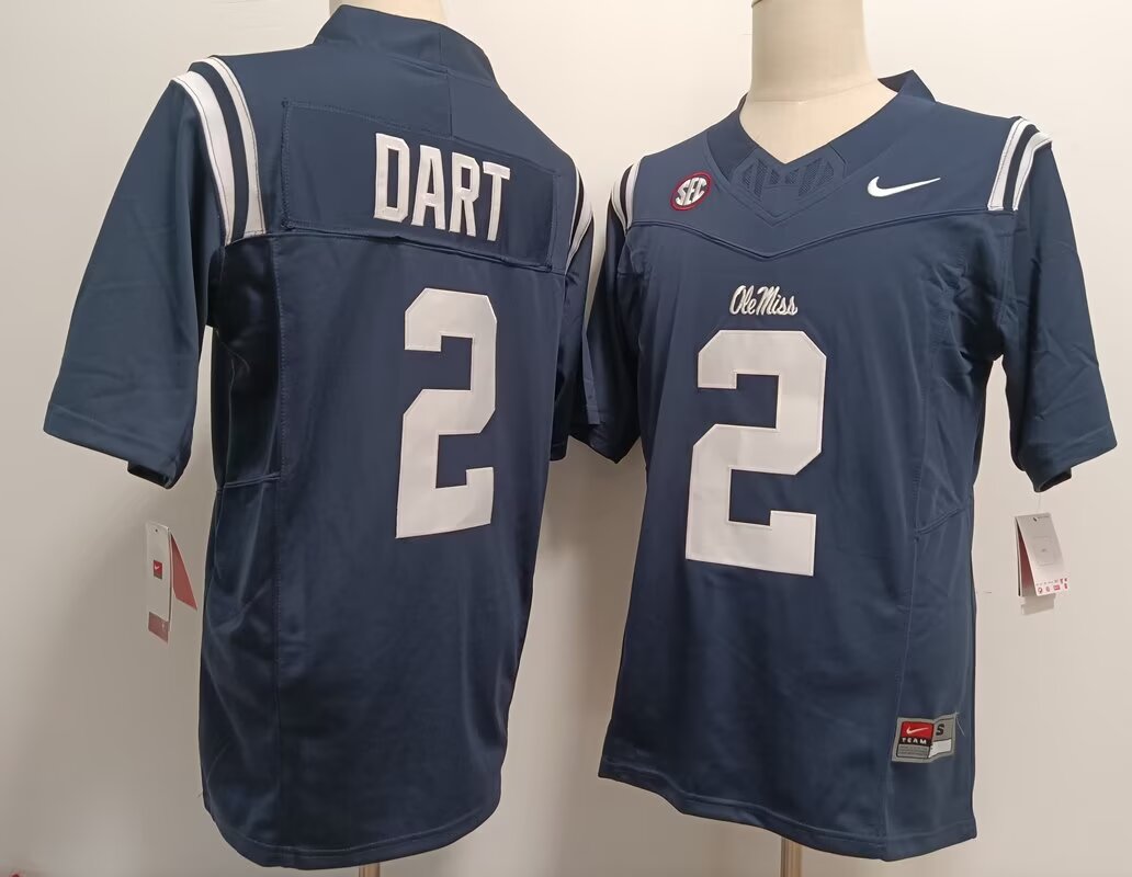 Men Ole Miss #2 Jaxson Dart blue 2024 Nike NCAA jersey->ncaa teams->NCAA Jersey